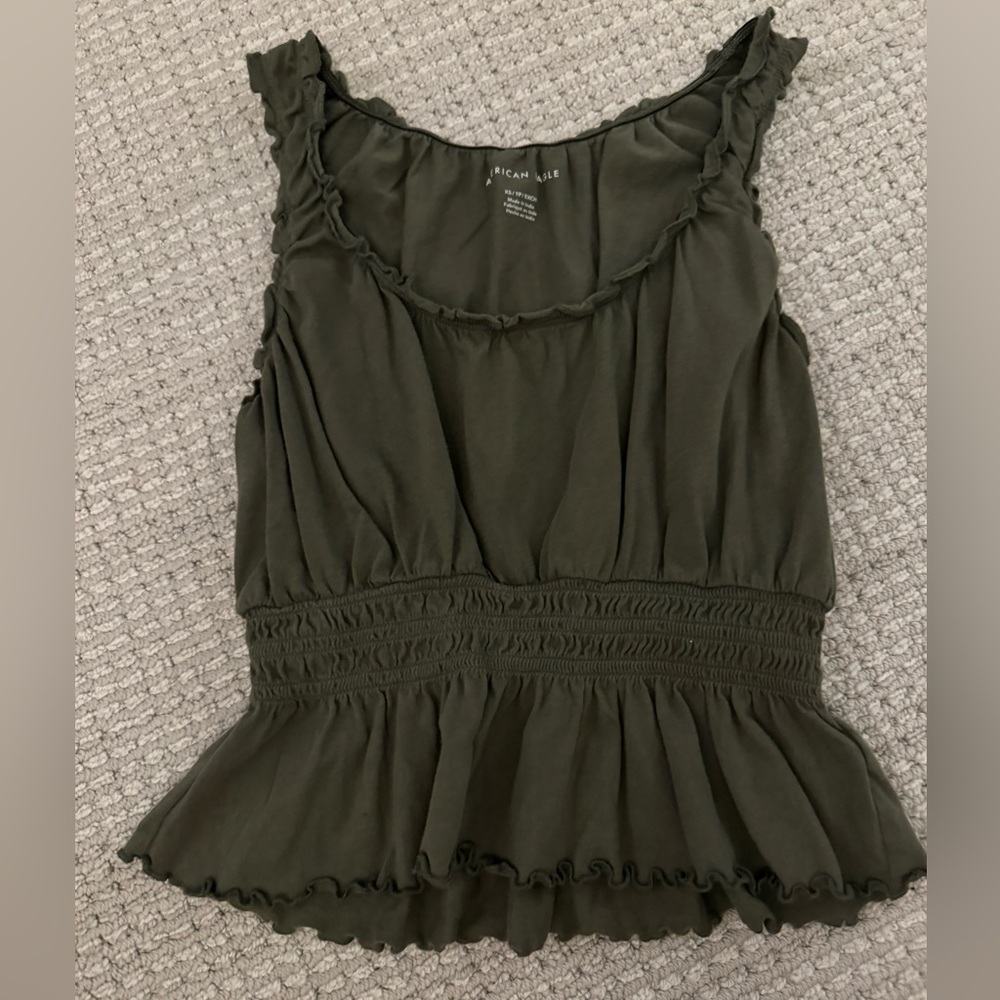 American Eagle Smocked Peplum Tank Top - Picture 2 of 4